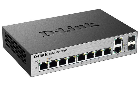 Коммутатор D-Link DGS-1100-10/ME 8x1GE, 2xSFP/1GE (combo) MetroEthernet Smart (DGS-1100-10/ME) | Зображення 1