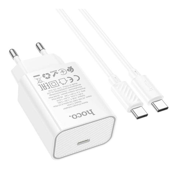 Мережевий зарядний пристрій Hoco C143A 1 USB-C PD/QC 20W+Type-C to Type-C | Зображення 3