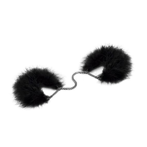Пухнасті наручники Bijoux Indiscrets Za za zu feahter handcuffs Чорні One Size
