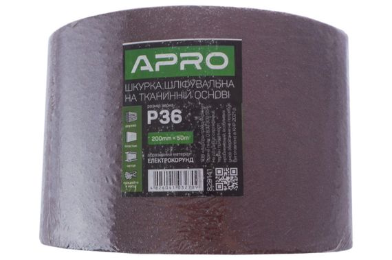 Шлифовальная шкурка Apro - 200 мм x 50 м x P36 тканевая (828141) | Зображення 4