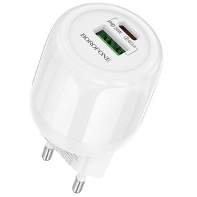 МЗП Borofone BA93A Lustrous PD20W+QC3.0 (1USB-A/1C) White