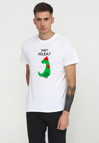 Футболка чоловіча біла з принтом "Sweet holiday (dragon)", 3XL
