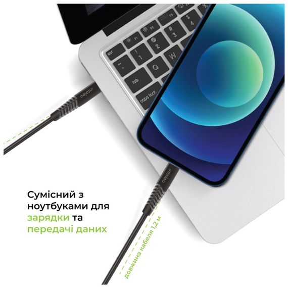 Дата кабель Type-C to Lightning 1.2m CBFLEXTL1 18W black Intaleo (1283126542459) | Зображення 3