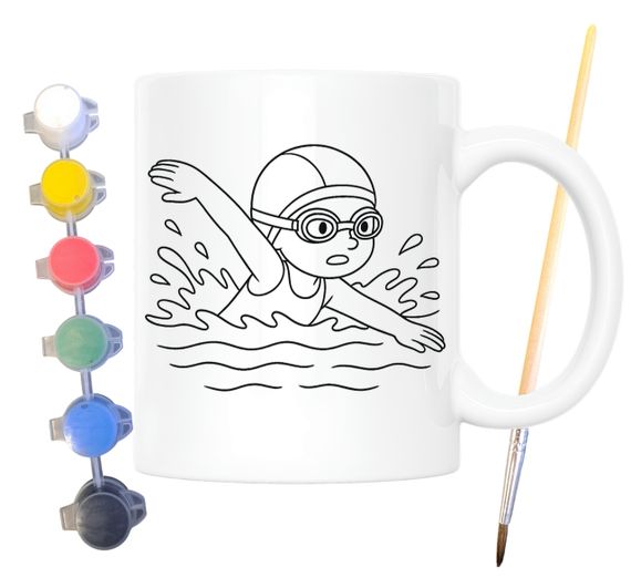 Набор для творчества кружка раскраска Плавание 330 мл белая (КР0111) | Зображення 1