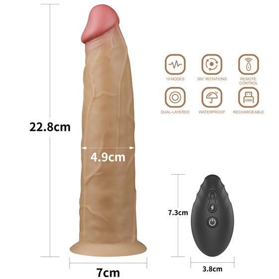 Вібратор - Dual-Layered Silicone Rotator 9" Flesh Sex Aura | Зображення 2