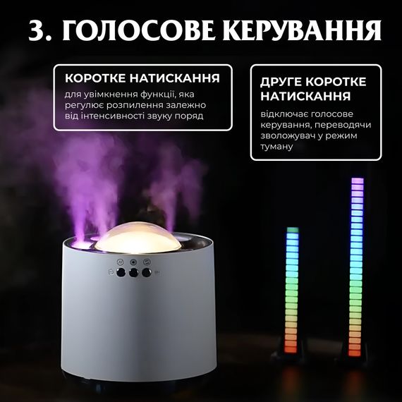 Зволожувач повітря з RGB-підсвічуванням і синхронізацією з музикою 800 мл, білий | Зображення 6