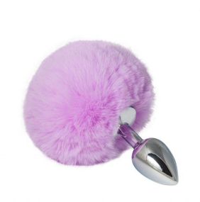 Анальная пробка металлическая с сиреневым хвостиком S sexstyle