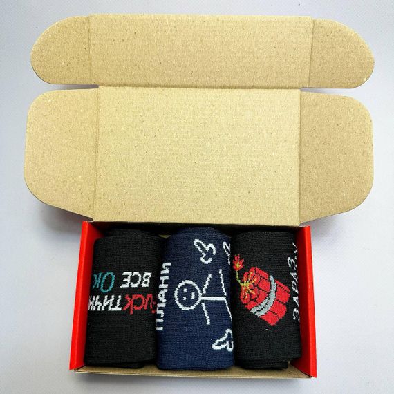 Подарочный набор мужских носков в коробке размер 40-45 3 пары разные цвета ч3бокс033 | Зображення 5