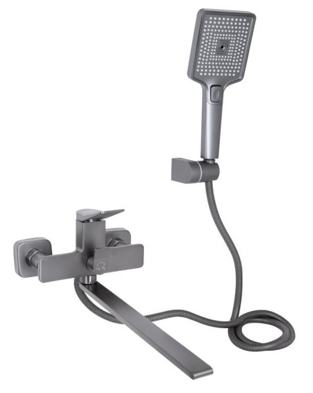 Змішувач для ванни Qtap Presto з душовим гарнітуром Graphite QTPRE2601GRP45583