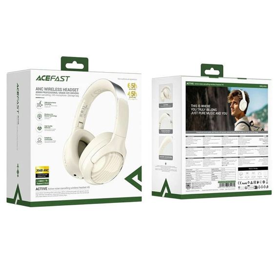 Накладні бездротові навушники Acefast H5 ANC Milky White | Зображення 2