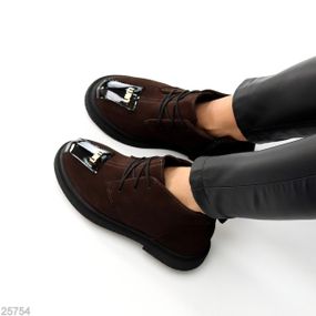 Дизайнерські шоколадні замшеві зимові черевики з глянсовою вставкою 38