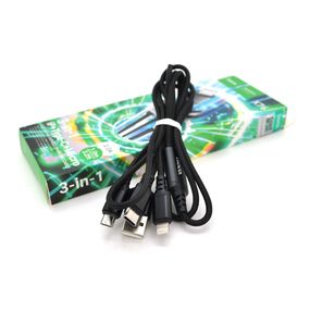 Кабель HOCO X76 USB-1 3 in 1 Micro/Iphone/Type-C,2A,длина 1м,Black,Box