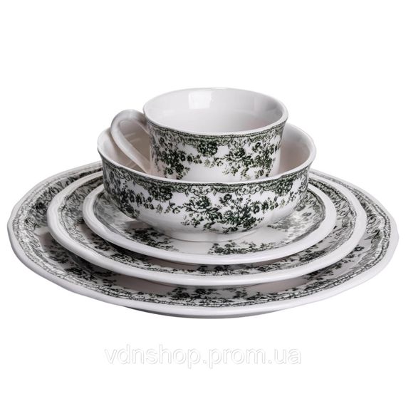 Столовий набір посуду 32 предмети на 6 осіб Vintage Elegant порцеляновий Чорний YY78-7A | Зображення 5