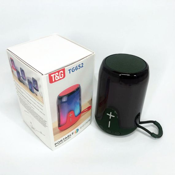 Портативна колонка TG652 5W з RGB підсвічуванням та ремінцем, колонка з акумулятором блютуз. Колір: зелений | Зображення 6