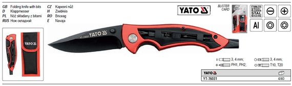 Нож ніж складений 4 біти YATO-76031