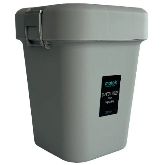 Відро для сміття Motek на 8 л з поворотною кришкою 22.5х22.5х30 см Сіре (COB-410)