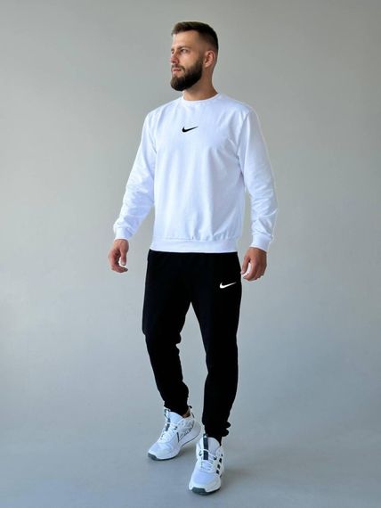 Cпортивний костюм Nike світшот лого посередині білий | Зображення 4