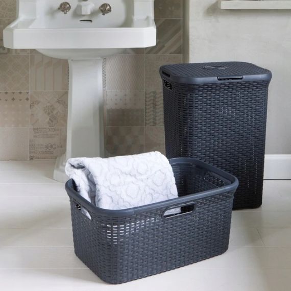 Корзина для белья пластиковая Curver Natural Style 40 л 00709 темно-серая, прочная и удобная | Зображення 8