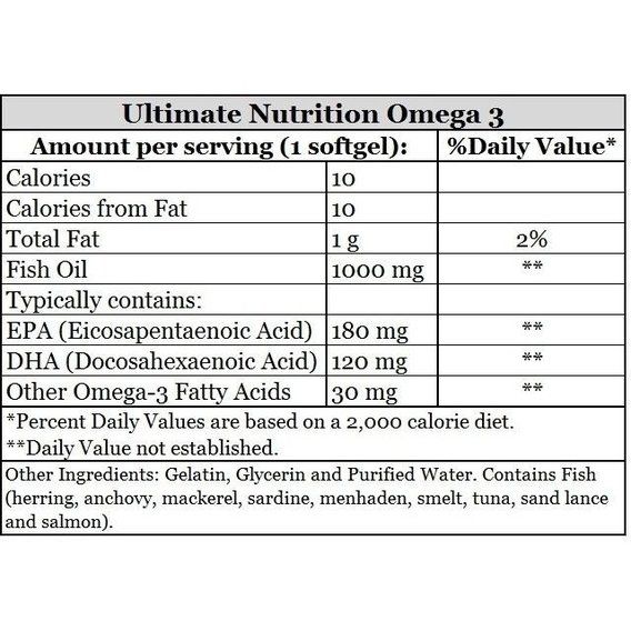 Омега для спорта Ultimate Nutrition Omega 3 180 Softgels | Зображення 1