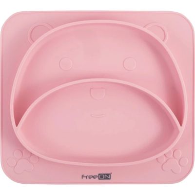 Тарелка детская FreeON Bear, силіконова, pink (39692)