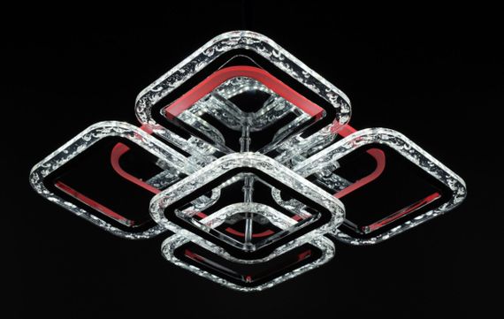 Люстра світлодіодна стельова LED світильник для квартири на стелю лед з пультом 26527 Хром 10х38х38 см. | Зображення 8