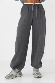 Теплі спортивні штани палаццо з подвійним поясом - темно-сірий цвет, M (є розміри)