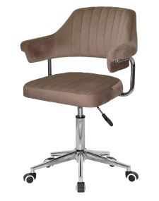 Кресло Jeff Modern Office велюр кофейный B-1042, на хромированной ножке-крестовине модерн c колесами