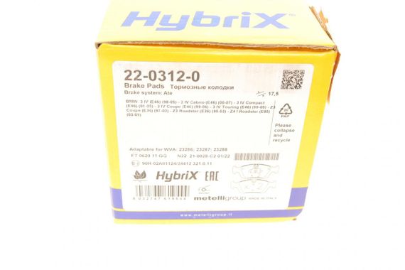 Колодки тормозные передние BMW 3 E36 E46 90-05 22-0312-0 | Зображення 9