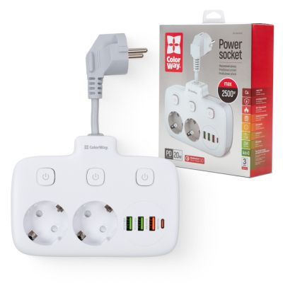 Сетевой фильтр питания ColorWay CW-CHE24PDW 2 розетки/4USB (CW-CHE24PDW) | Зображення 7