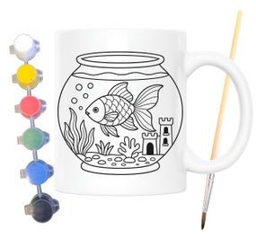 Набор для творчества кружка раскраска Золотая рыбка 330 мл белая (КР0159)