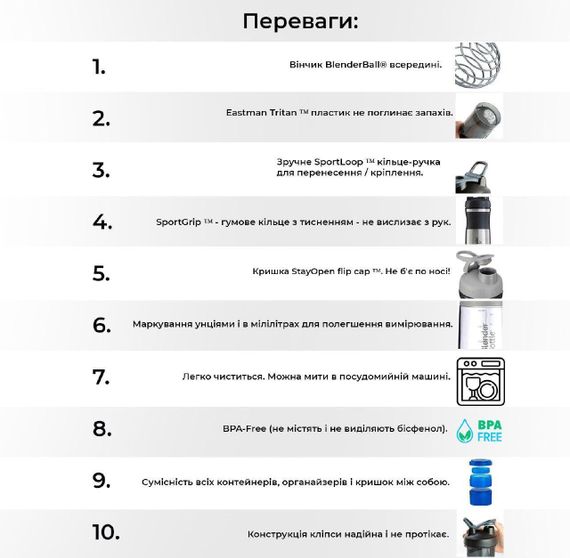 Шейкер спортивний (пляшка) BlenderBottle SportMixer 28oz/820ml Cyan (Original) | Зображення 4