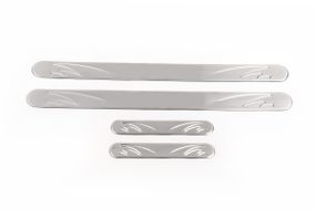 Накладки на пороги OmsaLine (4 шт, нерж) для Toyota Yaris 2010-2020 гг