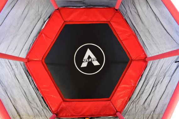 Батут детский Atleto 140 см шестиугольный с защитной сеткой красный для дома и дачи 21000114 | Зображення 7