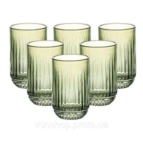 Набор стаканов 6 штук 450 мл стеклянные зеленый HP4146