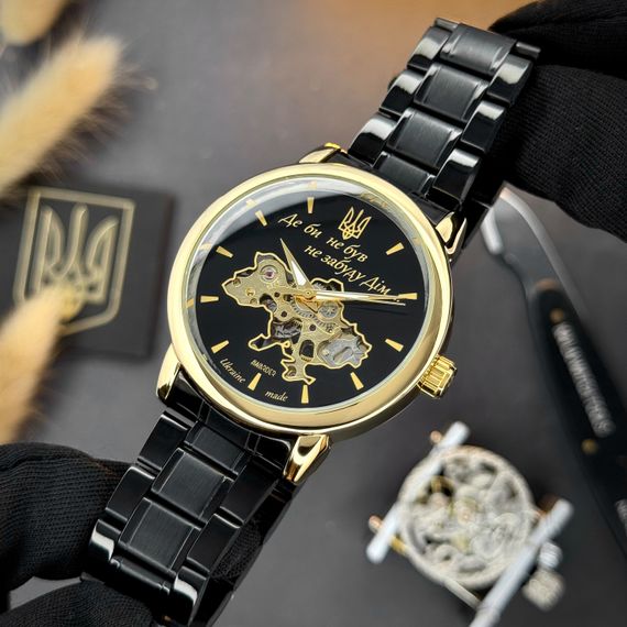 Класичний чоловічий годинник Awarder 022 Black-Gold Mechanic Metall Не Забуду Дім | Зображення 5