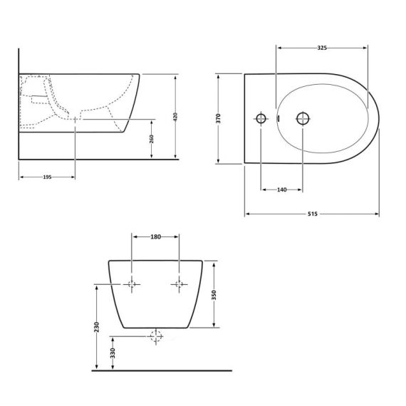 Биде подвесное Qtap Robin 515х370х350 White QT13551381GW | Зображення 1
