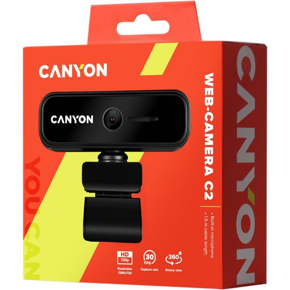 Веб-камера Canyon C2 720p HD Black (CNE-HWC2) | Зображення 2