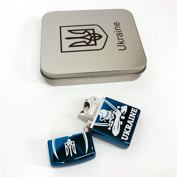 Дугова електроімпульсна запальничка USB Україна (металева коробка) HL-449. DG-606 Колір: синій | Зображення 1