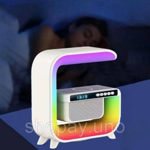 Настільна лампа з колонкою RGB G3, Лампа з вбудованою бездротовою зарядкою, Зарядна станція нічник HF-57 | Зображення 7