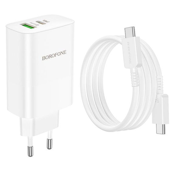 Мережевий Зарядний Пристрій Borofone BN10 Sunlight PD65W Type-C to Type-C Колір Бiлий | Зображення 2