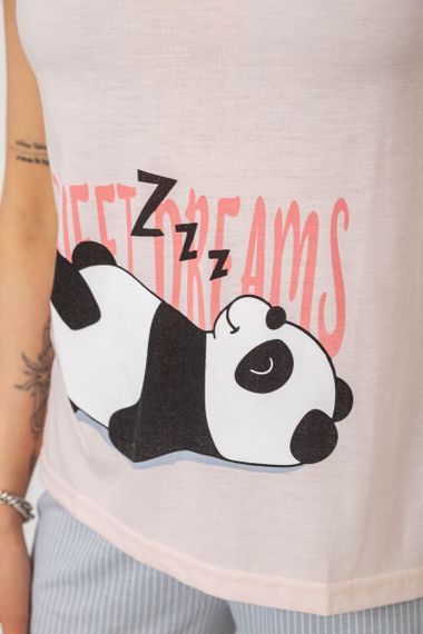 Піжама жіноча з принтом, колір персиковий, 243R7057 | Зображення 4