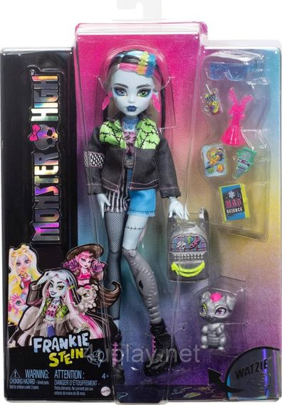 Кукла Монстр Хай Фрэнки Штейн с аксессуарами и щенком Ватзит Оригинал Mattel Monster High Frankie Stein