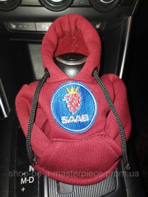 Чехол кофта Худи аксессуар на КПП Car Hoodie Saab Сааб бордовый  подарок автомобилисту 10070