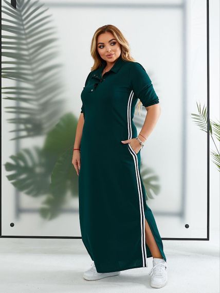 Женское спортивное платье длинное с разрезами MN141 цвет зеленый, размер 62/64 | Зображення 5