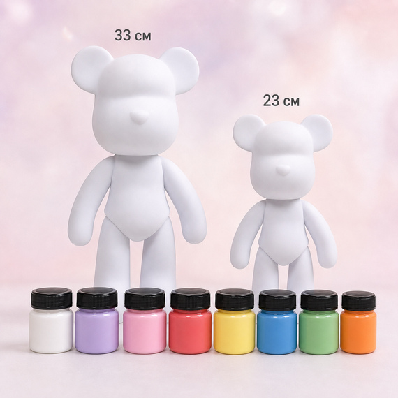 Флюидный мишка DIY Creative Fluid Bear с красками 3 шт / Набор раскраска для творчества медвежонок