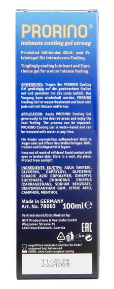 Інтимний гель Hot PRORINO Intimate Strong з ефектом охолодження, 100 мл sexstyle | Зображення 4