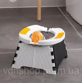 Портативний складний автомобільний туалетний стілець дитячий, Дорожній мобільний горщик 23х22х15 см