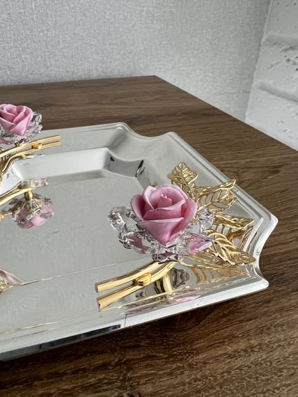 Подарочная хрустальная пепельница премиум-класса Imperial Rose, 16х16х5 см | Зображення 2