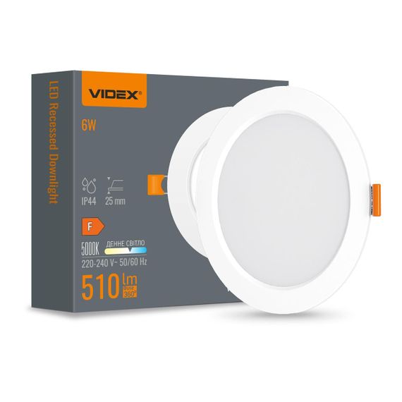 Світлодіодний світильник Back вбудований круглий VIDEX 6W 5000K