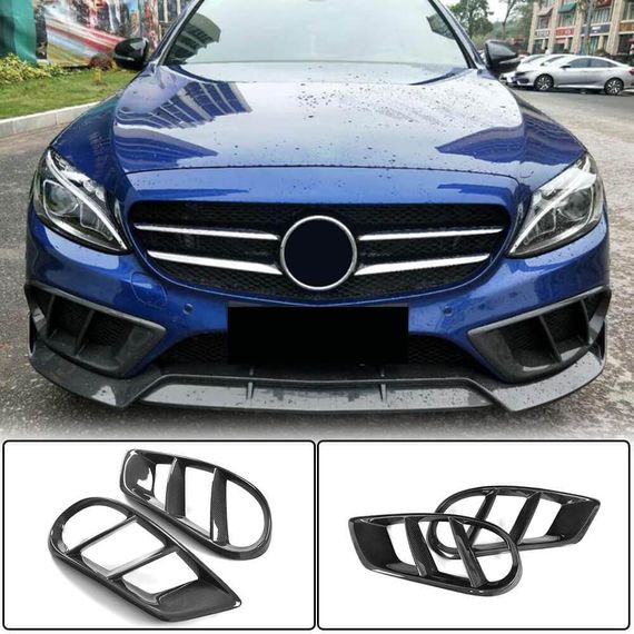 Карбоновые накладки на противотуманные фары для C43 AMG 2015-2019 для Mercedes C-сlass W205